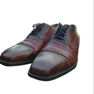 Stacy Adams *Genuine Snake*  Reddish-Brown Lace Up Men's Shoes- Size 11 1/2.